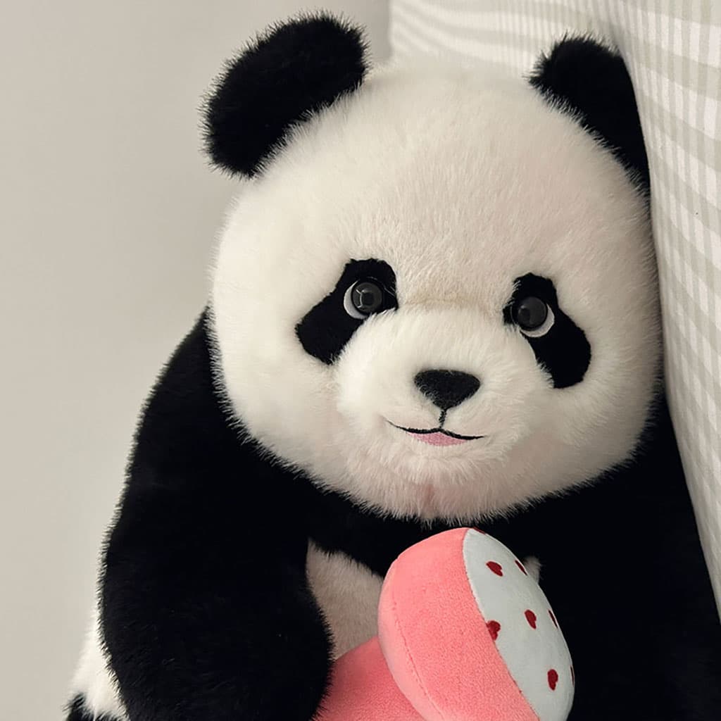 Fei Yun the Panda Plush Toy Set | Lifelike Stuffed Animal with 2 Fun Accessories (Bamboo & Dumbbell) for Play and Gifting